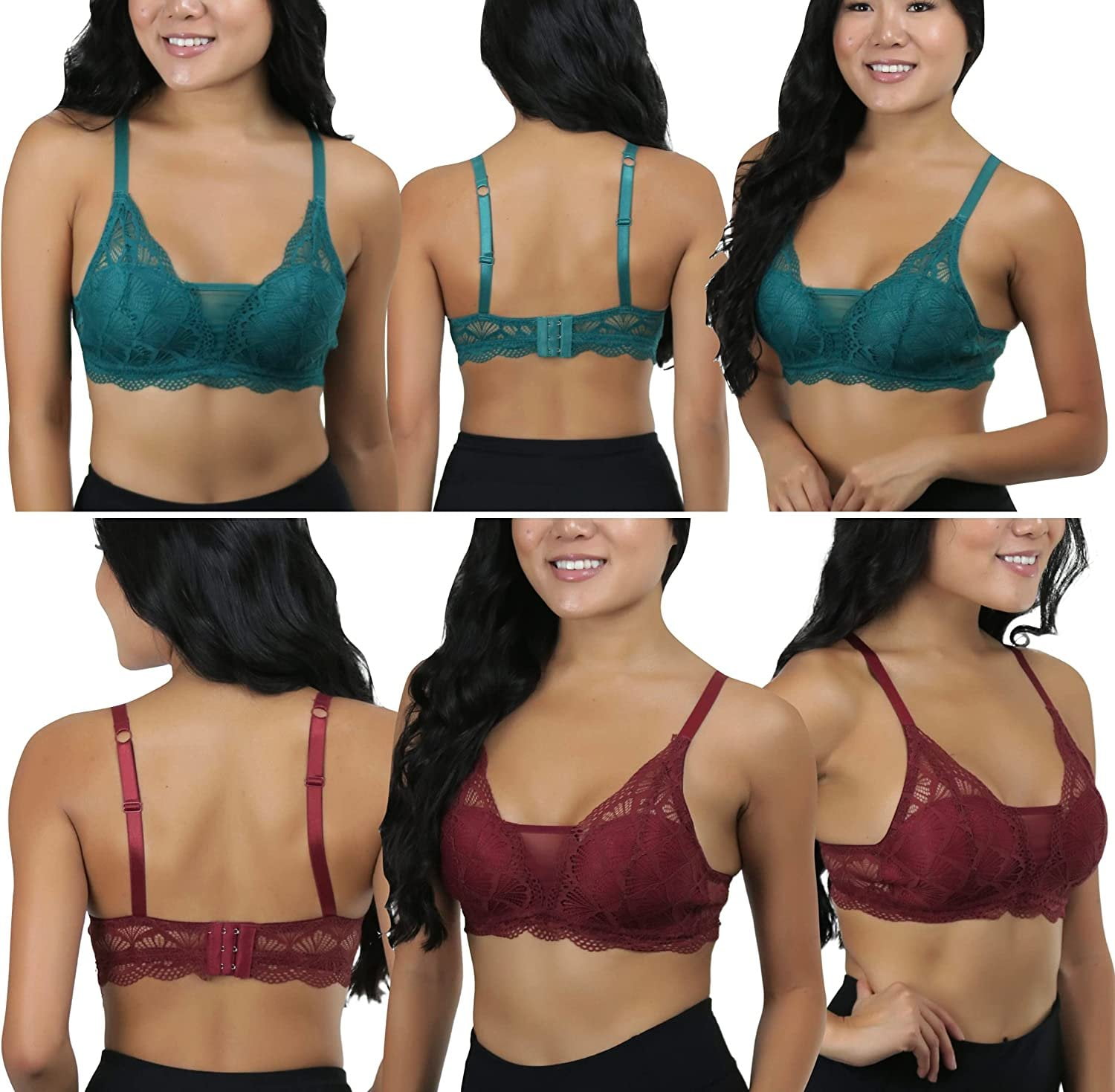 ToBeInStyle Women's Pack of 6 Random Assorted Print Wireless Bras - Assorted - 40C