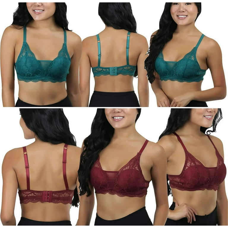 LAVRA Women's Multi Pack Wireless Bras Full Coverage Non Padded Lingerie  Polyester Spandex