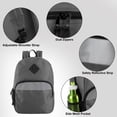 thumbnail image 4 of Trailmaker 17" Backpack – Reflective School Backpack with Padded Straps, Water Bottle Pockets for Kids & Adults, School Travel Camp (Grey), 4 of 12