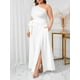 thumbnail image 4 of Vestido largo Ekaliy con un solo hombro en forma de A, blanco fluido, talla XL, para mujer, 4 of 6