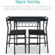 thumbnail image 3 of Songqin 3-Piece Modern Dining Set, Space Saving Dinette for Kitchen, Dining Room, Small Space w/Steel Frame, Built-in Storage Rack - Black/Black, 3 of 14