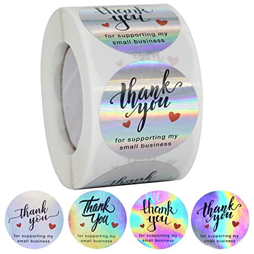 White, 1.5 Inch 500 Thank You Labels Per Roll Printed Thank You for Supporting My Small Business Stickers with Hearts 1.5 Round Thank You Stickers