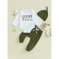 thumbnail image 3 of My First St. Patricks Day Baby Boy Girl Outfits Lucky Charm Long Sleeve Romper Pants Beanie 3 6 9 12 18 Months Spring Clothes Set, 3 of 8