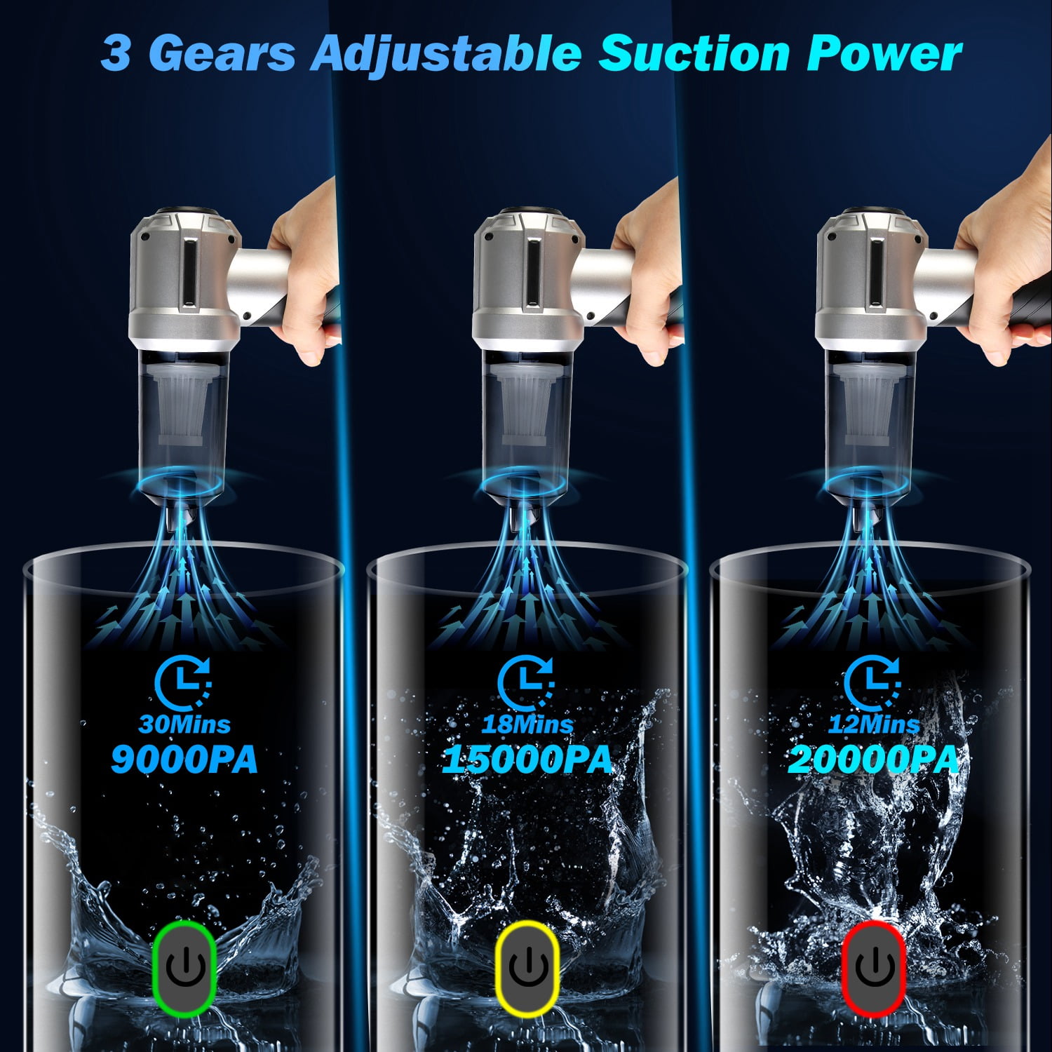 Moclever Cordless Car Vacuum Cleaner Portable Handheld Vacuum with 20000PA Suction Brushless Motor 3 Suction Levels for Home Car Office
