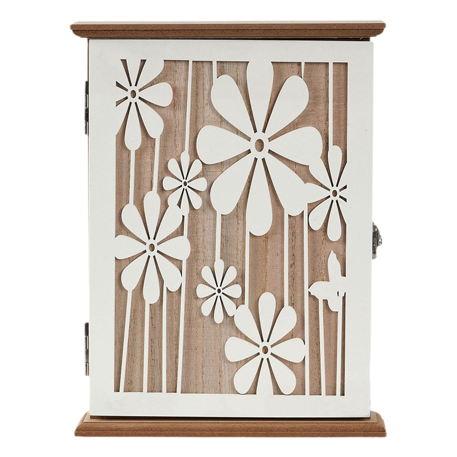 Key Box Key Holder Key Rack Solid Wood with 6 Metal Hooks for Entryway Offices Homes Wall Decor