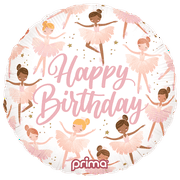 18” Round Birthday Ballerinas Balloon