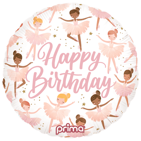 18” Round Birthday Ballerinas Balloon