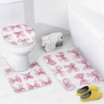 thumbnail image 4 of 4Pcs Shower Curtain Sets with Rugs with Rugs Toilet Lid Cover And Bath Mat Cute Pink Bows Waterproof Fabric Bath Curtains Bow Decorative for Bathtub Decor, 4 of 8