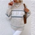 thumbnail image 4 of Womens Long Sleeve Sweater Ladies Christmas Sweaters Mock Neck Casual Holiday Xmas Knitted Pullover Graphic Tops Yellow, L, 4 of 4