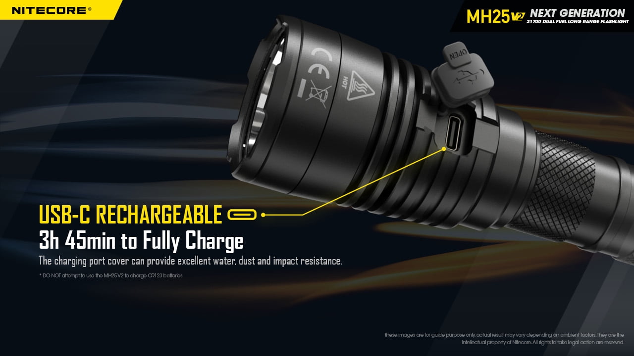 NITECORE MH25 v2 USB-C Rechargeable Flashlight with Lumentac Battery Organizer