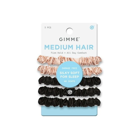 Gimme Beauty Satin Hair Bands, Ultra-Gentle, Anti-Frizz, Ponytail Holder, 5 Count