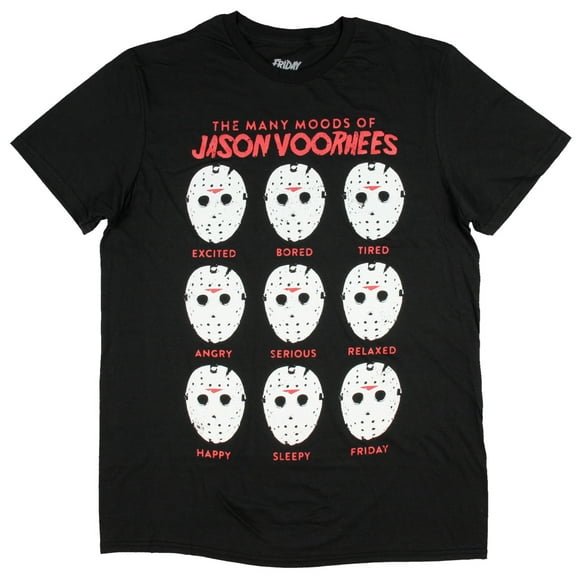 The Many Moods Of Jason Voorhees Mask Shirt Distressed Licensed Graphics Tee LG