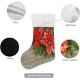 thumbnail image 3 of Poinsettia Flower Wood Christmas Stockings Christmas Presonalized Large Stocking Sock, Set of 1 Xmas Party Winter Decor Candy Bag Family Holiday Gift, 17.7 Inch, 3 of 7