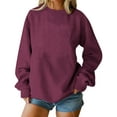thumbnail image 6 of Chbgutlmr Crew Neck Sweatshirts for Women Long Sleeve Loose Pullover Casual Fall Solid Color Dailywear Tops, 6 of 7