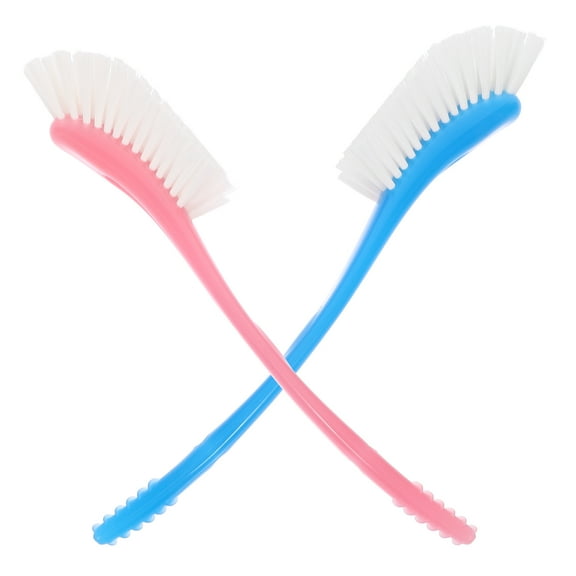 Niceauty 2pcs Bulk Bottle Brush Curved PP for Household Cleaning Blue Pink