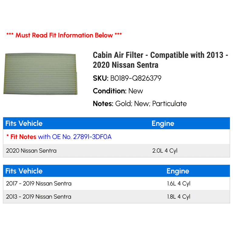 2013 nissan sentra 2024 cabin air filter