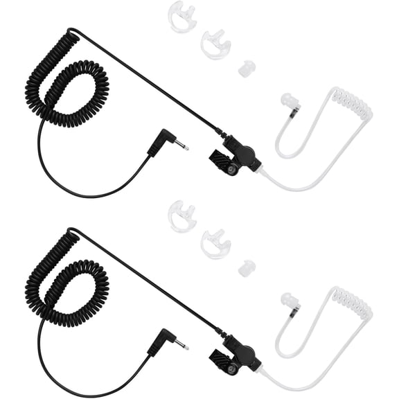 2pcs 3.5mm Radio Earpieces RECEIVER/LISTEN ONLY with Clear Acoustic Coil Tube