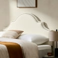 Ivory Upholstered Headboard for Full & Queen Beds Elegant Arched