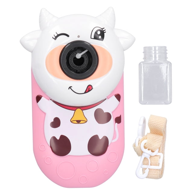 Soplador de burbujas de jabón tipo vaca a prueba de fugas, juguetes para niños, regalos de burbujas para niños y niñas, color rosa