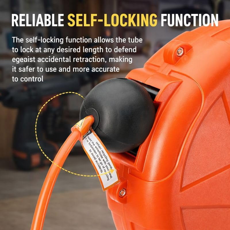 8mm Automatic Retractable Hose Reel for Car Wash, Garden Irrigation, Wall Mount High Pressure Water Pipe Holder, 10m Length