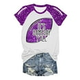 thumbnail image 4 of Womens Sequin Football Shirts 2025 Game Day Funny Graphic Short Sleeved Tops Summer Trendy Casual Pullover Tee Blouses, 4 of 5