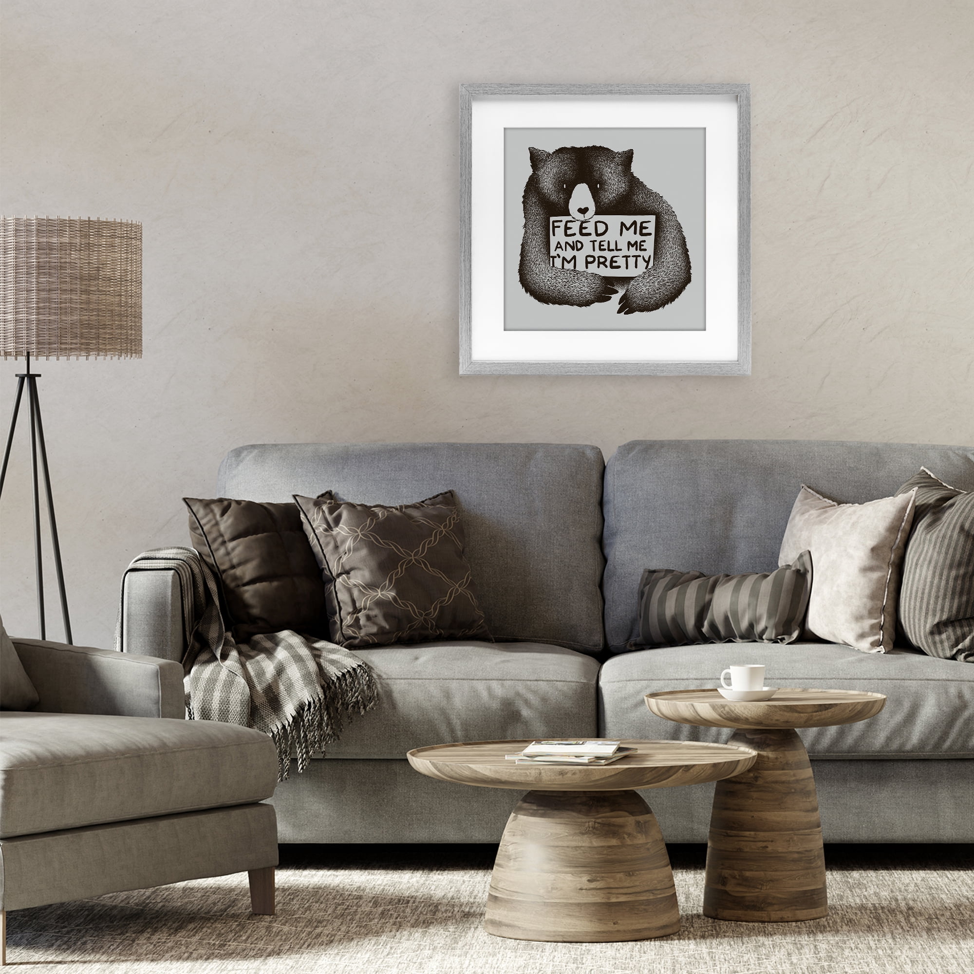Stupell Industries Feed & Tell Me I'm Pretty Gray Framed Print Under Glass, design by Tobe Fonseca