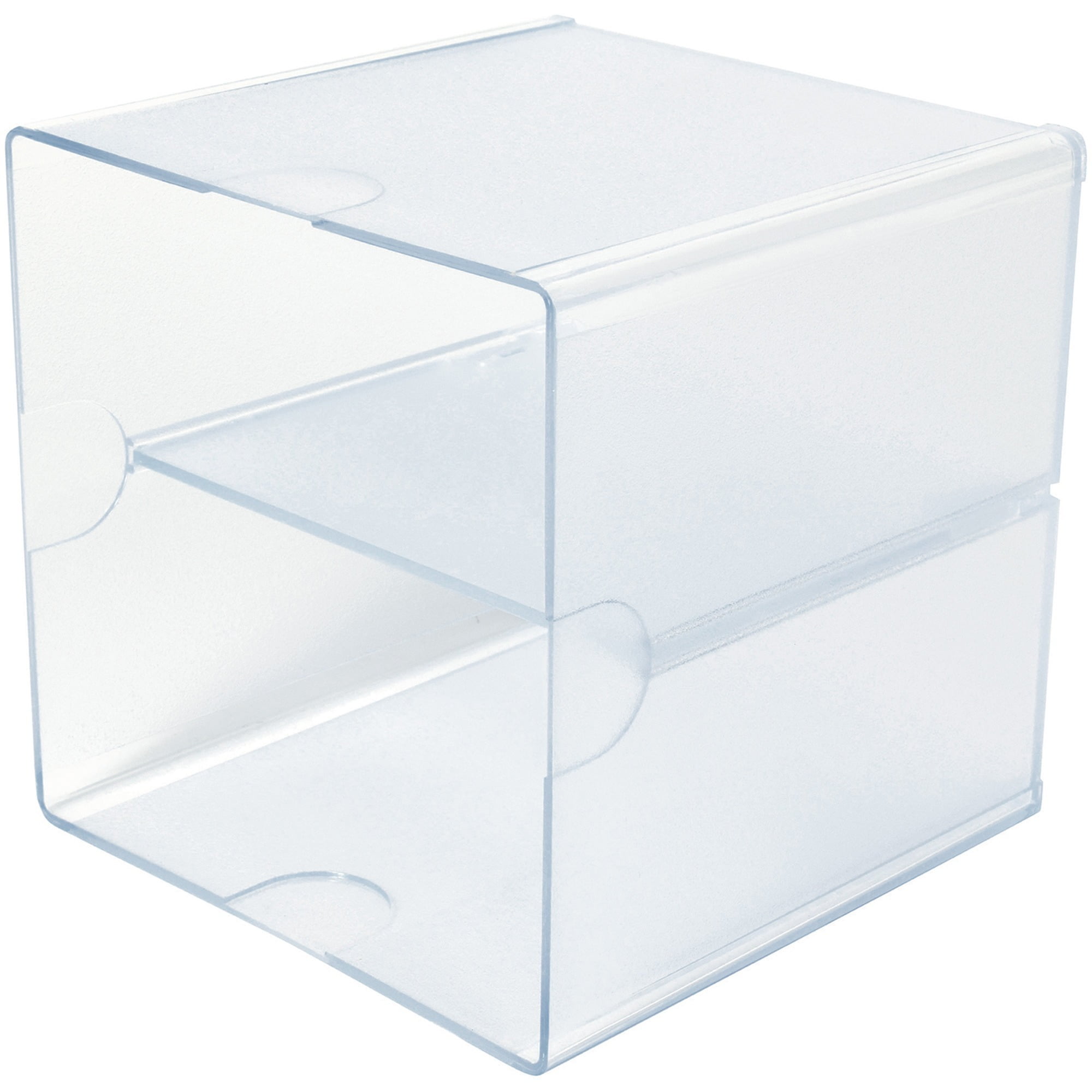 Two Drawer Mini Desk Organizer Clear & Royal Blue Plastic 5”D X 4” T X 3.5” W 