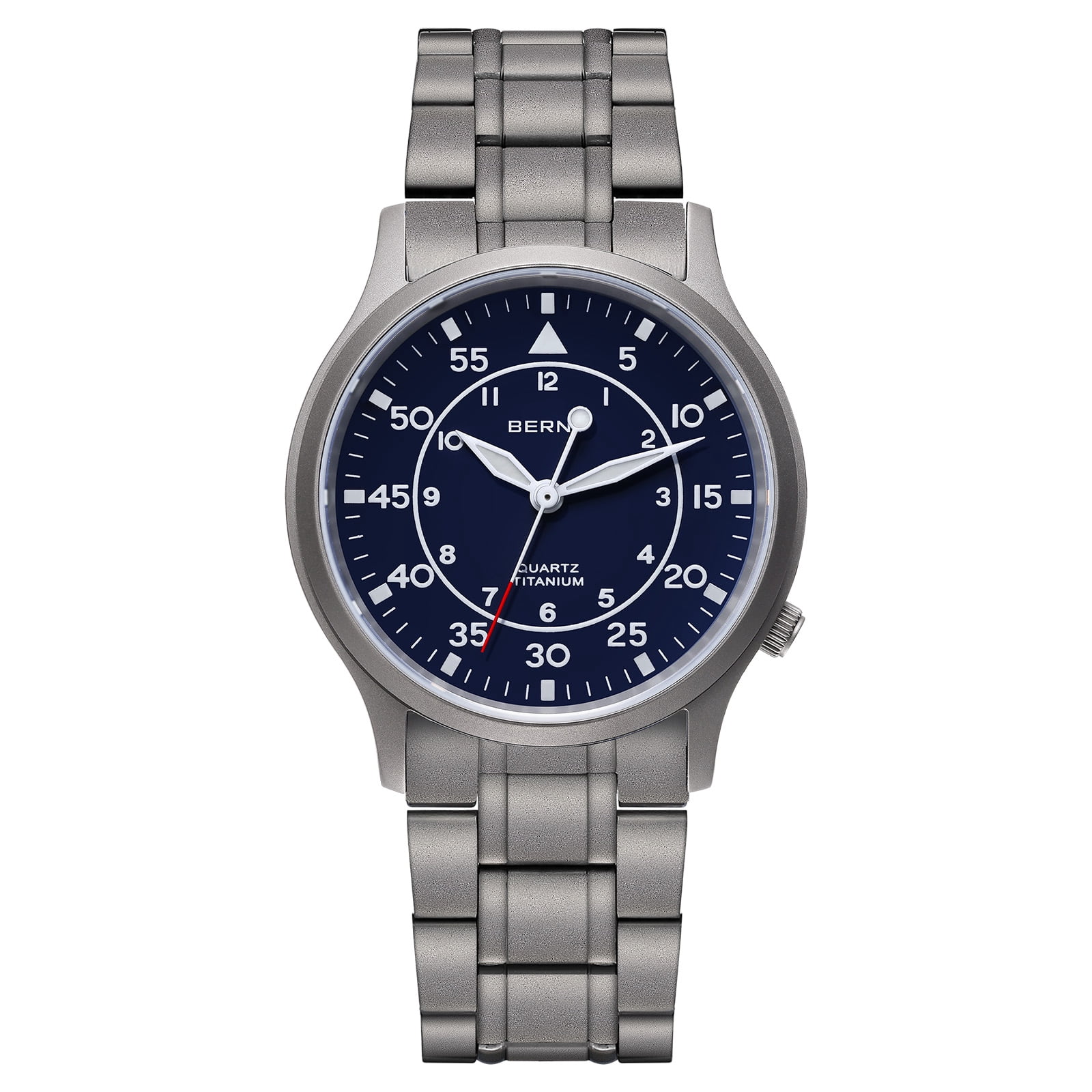 BERNY Titanium Watches for Men, Sport Military Men Watch with Japanese Quartz Movement, Super Luminous, Fashion Men's Field Watch, Casual 5ATM Waterproof Army Wristwatch, Blue