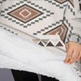 thumbnail image 3 of Oversized Wearable Blanket Hoodie,Brown Triangular Geometric Pattern Sherpa Blanket Hoodie with Super Pockets,Super Warm Fuzzy Pullover for Women & Men, 3 of 6