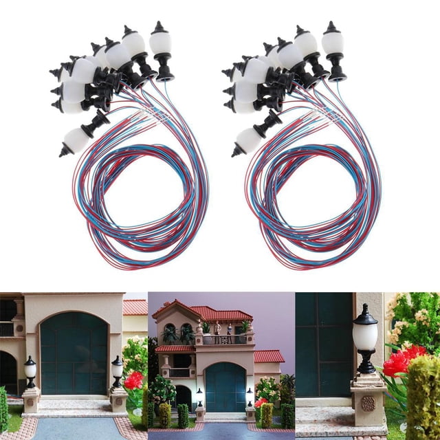 20 Piezas 1: 100 Modelo Jardín Ferrocarril 3 V Luces Lámparas Accesorios Yotijar Edificios de escala ho