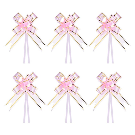 Uxcell 3.3inch Pull Bows Gift Wrapping Pull Bow Gold Thread Style Baskets Present Bows Ribbon Light Pink 100 Pcs