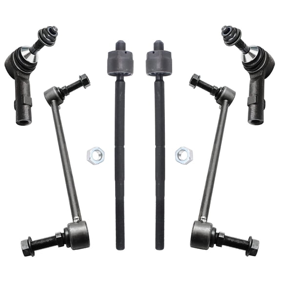 Detroit Axle - 6pc Front Suspension Kit for 2010-2015 Ford Flex Taurus Lincoln MKT, 2016 MKS, 4 Outer Inner Tie Rods 2 Sway Bar End Links 2011 2012 2013 2014 Replacement