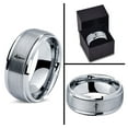 thumbnail image 4 of Tungsten Simple Gray Ring Gamer Valentines Day Gift for Men Wedding Band Sets Brother Mom, 4 of 8