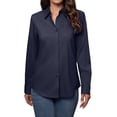 thumbnail image 6 of Siliteelon Women's Button Down Dress Shirts Cotton Long Sleeve Blouse Classic Fit Work Business Casual Tops Navy Blue, 6 of 7