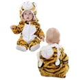 thumbnail image 2 of HAHASHOW Unisex Infant Toddler Animal Flannel Hooded Romper Jumpsuit, Fall Winter Warm Soft One-Piece Onesie, Machine Washable, 0-3T, 2 of 7