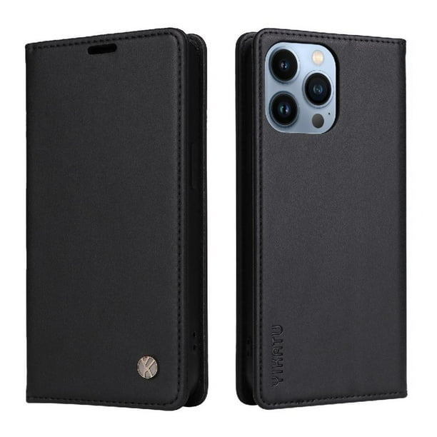 Funda para iPhone 12 Estuche de Cuero PU Tipo Cartera con Ranuras para Tarjetas y Cierre Magnético
