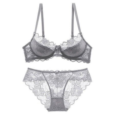 Feeling Lace Lingerie Comfortable Thin Large Size Bra Non-Padded Mesh Bra Set 9199