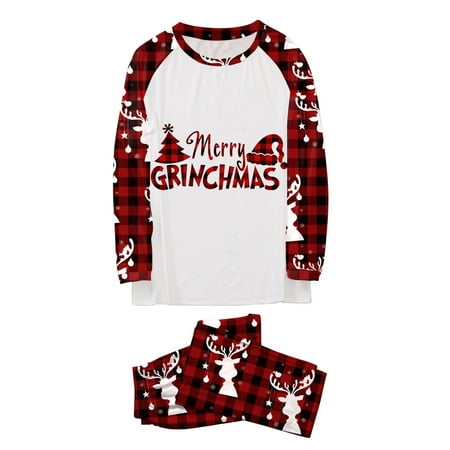 

Nomeni Christmas Parent Pajamas Cute Christmas Tree Pattern Plaid Print Pajamas Plaid Long Sleeved Tops Pants Loose Soft Comfortable Mothers Holiday Pajamas