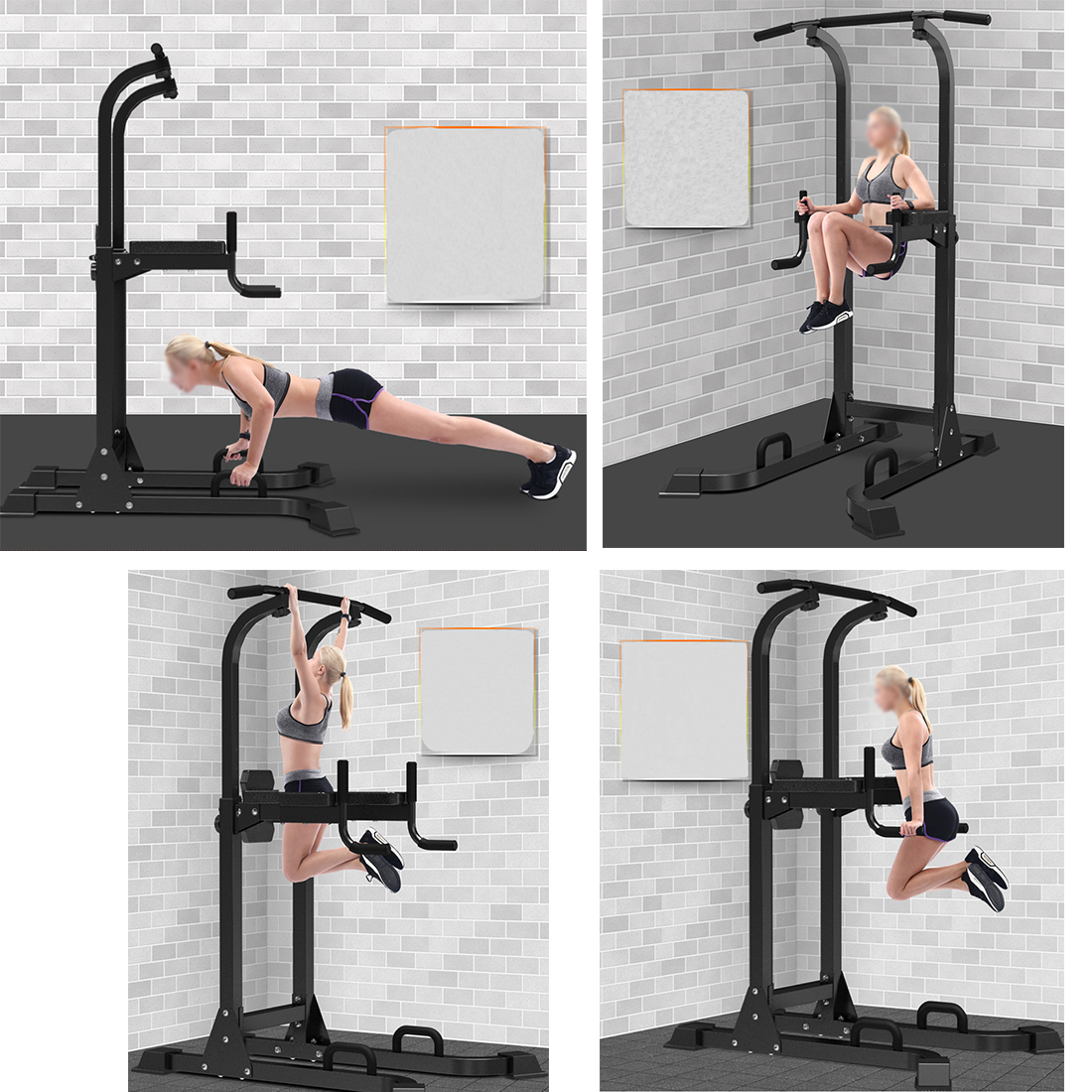 INTBUYING Pull-up Unit Single Double Barbell Rack Adjustable Home Gym Fitness - image 3 of 10