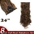 thumbnail image 2 of Full Head Clip Synthetic in Hair Extensions 8 Piece 18 Clips Hairpiece Long Curly Straight, 2 of 5