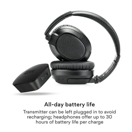 MEE audio - Connect T1CMA Wireless TV Headphone System with Over-the-Ear Headphones and Bluetooth Audio Transmitter - Black