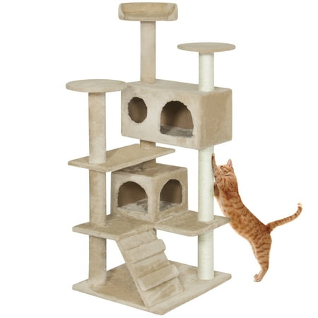 Pagoda Cat Tree - Best Choice Products 53in Multi-Level Cat Tree Scratcher Condo Tower, Beige