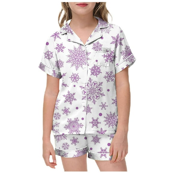 SGMVNU Boys Girls Sleepwear Set 2025 Children's Shirt And Pants Set Christmas Pyjamas Set With Pockets Christmas Set For Festive Nights Holiday Loungewear(Size 4-5 Years,Purple)