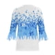 thumbnail image 4 of Xuyuer 3/4 Length Sleeve Womens Tops Round Neck Casual Summer Tunic Tops Basic Tees Blouses Cardigan Lightweight Button Down Casual Dressy T-Shirts Pleated Cute Shirts, 4 of 5