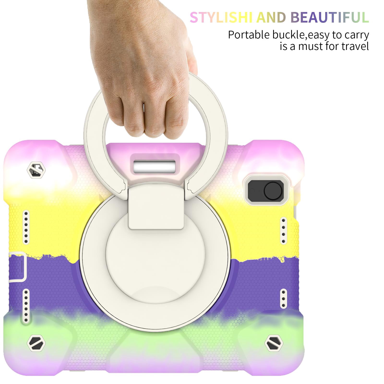 Allytech iPad mini 6th Gen Case Kids, Shoulder Strap Kickstand Heavy Duty Shockproof Handle Hybrid PC TPU Rugged Protective Pencil Holder Case Cover for Apple iPad mini 6 8.3" 2021 -Colorful Purple