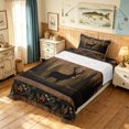thumbnail image 3 of Manfei Vintage Deer Twin Sheets, Tribal Camo Plant Bedding, Dark Brown, 3 Pieces, 1 Flat Sheet, 1 Fitted Sheet and 1 Pillowcase, 3 of 6