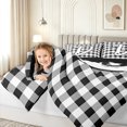 thumbnail image 3 of meiyoeat Graffiti Letter D Twin Bedding for Kids, Checkered Grid Bedding Comforter Set for Bedroom, Black White, Black Reversible, 7 Pieces, 3 of 6