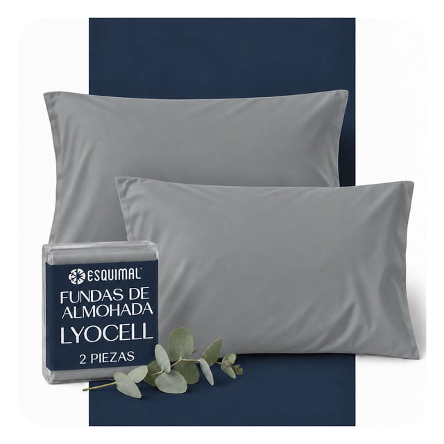 Fundas de Almohada Estándar Esquimal Lyocell 2 Piezas Color Gris