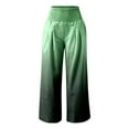 thumbnail image 4 of Pantalones anchos de cintura alta elástica con estampado veraniego para mujer: estampado digital por pulverización, cintura alta de tres cortes, pierna ligeramente ajustada, bolsillos ocultos., 4 of 5