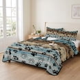 thumbnail image 2 of Twin XL Quilt Set 68''x98'', Cute Dog Claws Lightweight Bedspread Coverlet Set with 2 Pillow Shams, Farmhouse Blue Wooden Puppy Pawprints Breathable All Season Quilt Bedding for Dorm/Guest Room, 2 of 9